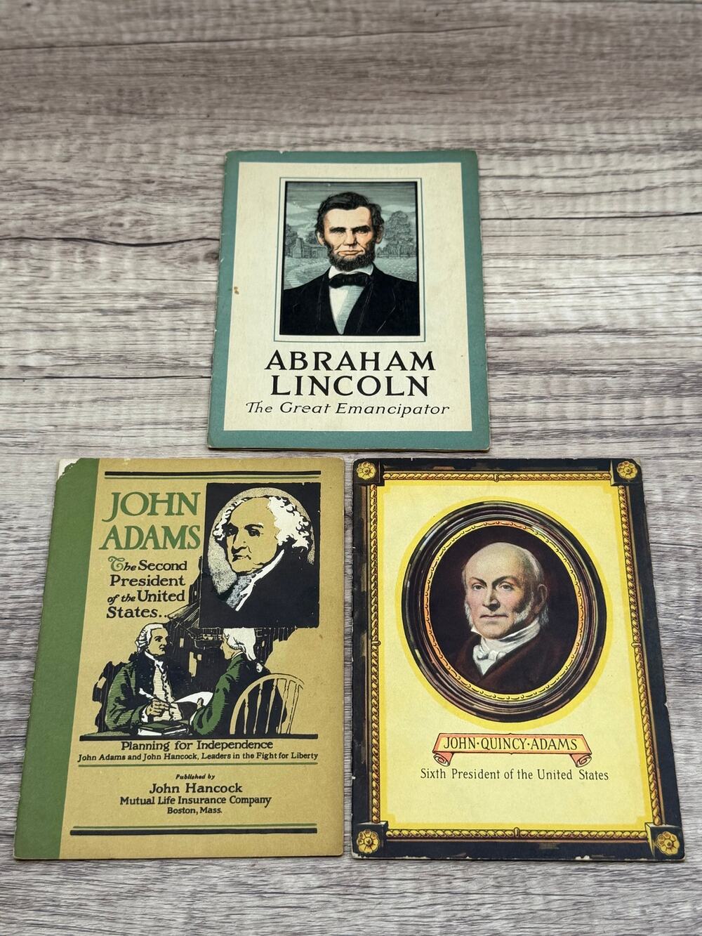 Vintage 1920s John Hancock Life Insurance Booklets - (3)Lincoln Adams Presidents